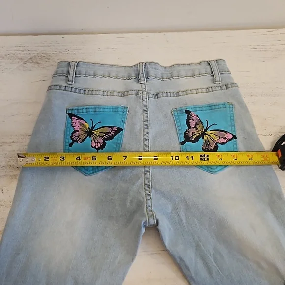 Shein Graphic 1999 Buterfly High Rise Skinny Jeans Size Medium - Picture 11 of 11